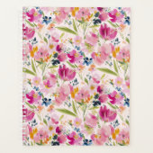 Rosa Wasserfarbe Floral Shabby Chic Muster Planer (Vorderseite)
