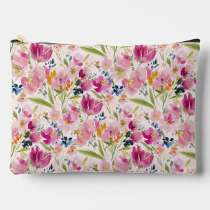 Rosa Wasserfarbe Floral Shabby Chic Muster Zubehörtasche