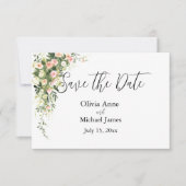 Rosa Wasserfarbe-Floralschrift Save The Date (Vorderseite)