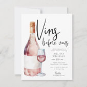 Rosa Wasserfarbe Französisches Brautparty Einladung (Vorderseite)