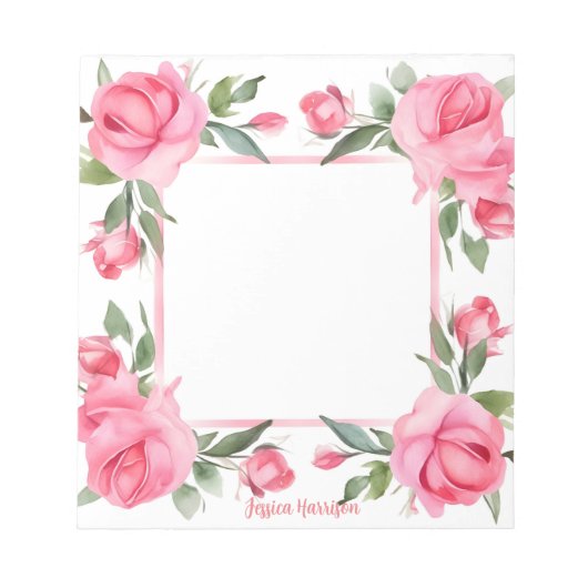 Rosa Wasserfarbe für den Valentinstag Notizblock (Vorderseite)