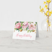 Rosa Wasserfarbe Geburtskarte Karte (Gelbe Blume)