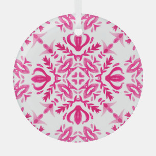 Rosa Wasserfarbe: geometrisches Fliesendesign. Ornament Aus Glas