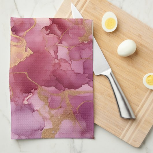 Rosa Wasserfarbe Geschirrtuch (Viertel Falte)
