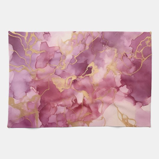 Rosa Wasserfarbe Geschirrtuch (Horizontal)