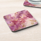 Rosa Wasserfarbe Getränkeuntersetzer (Linke Seite)