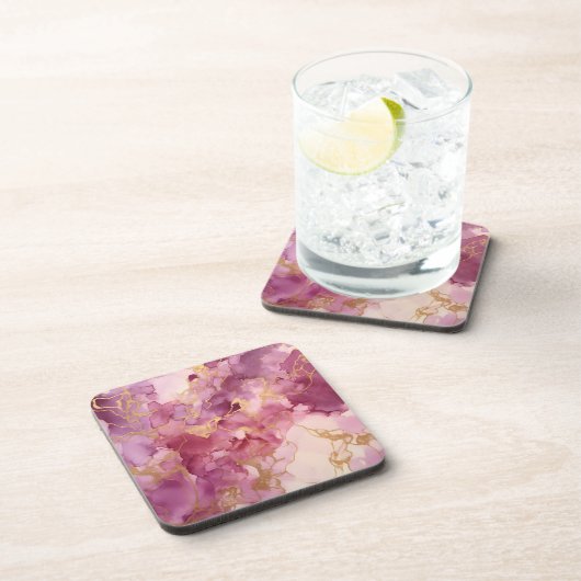 Rosa Wasserfarbe Getränkeuntersetzer (Rechte Seite)