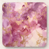 Rosa Wasserfarbe Getränkeuntersetzer (Vorderseite)