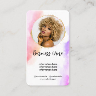 Rosa Wasserfarbe Gold Feminin Social Media Girl Visitenkarte