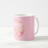 Rosa Wasserfarbe Gold Friedenszeichen Herz Kaffeetasse (VorderseiteRechts)