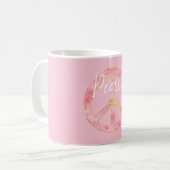 Rosa Wasserfarbe Gold Friedenszeichen Herz Kaffeetasse (Vorderseite Links)
