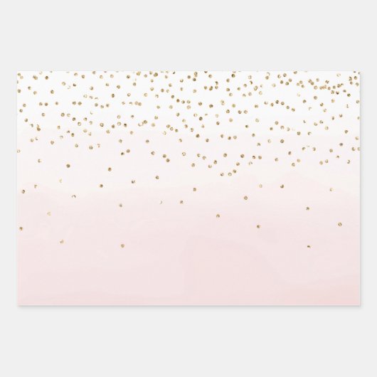 Rosa Wasserfarbe Gold Glitz Sparkasse Geschenkpapier Set (Vorderseite 3)