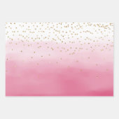 Rosa Wasserfarbe Gold Glitz Sparkasse Geschenkpapier Set (Vorderseite 2)