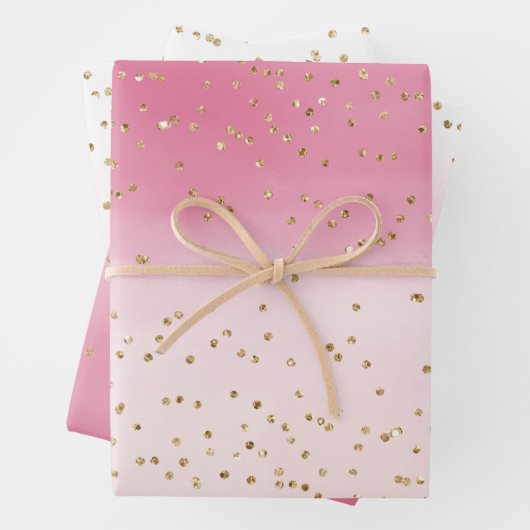 Rosa Wasserfarbe Gold Glitz Sparkasse Geschenkpapier Set (Beispiel)