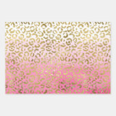 Rosa Wasserfarbe Gold Leopard Geschenkpapier Set (Vorderseite)