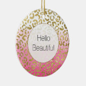 Rosa Wasserfarbe Gold Leopard Keramik Ornament (Rechts)