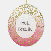 Rosa Wasserfarbe Gold Leopard Keramik Ornament (Links)