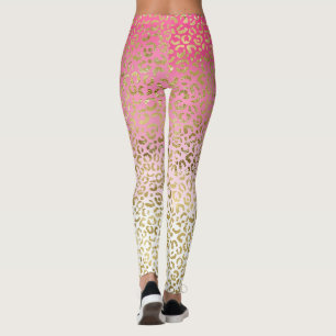 Rosa Wasserfarbe Gold Leopard Leggings