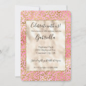 Rosa Wasserfarbe Gold Leopard Print Einladung (Vorderseite)