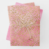 Rosa Wasserfarbe Gold Leopard Print Geschenkpapier Set (Beispiel)