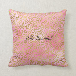 Rosa Wasserfarbe Gold Leopard Print     Kissen