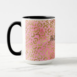 Rosa Wasserfarbe Gold Leopard Print Tasse
