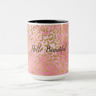Rosa Wasserfarbe Gold Leopard Print      Tasse