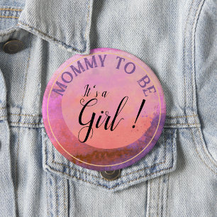 Rosa Wasserfarbe-Gradient 'It's a Girl' für die we Button