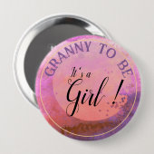 Rosa Wasserfarbe-Gradient 'It's a Girl' für Oma Button (Vorne & Hinten)