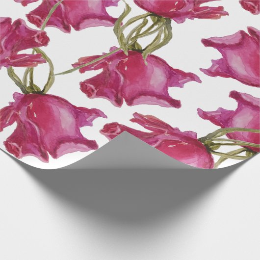 Rosa Wasserfarbe Handgestrichen Geschenkpapier (Ecke)