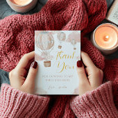 Rosa Wasserfarbe Heißluftballon Girl Geburtstag Dankeskarte