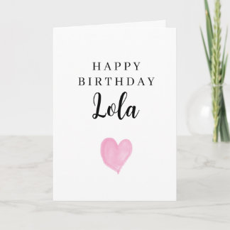 Rosa Wasserfarbe Herz Alles Gute zum Geburtstag Lo Karte