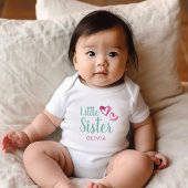 Rosa Wasserfarbe Herz Kleine Schwester Name Monogr Baby Strampler