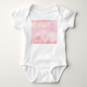 Rosa Wasserfarbe-Herzen Hintergrund – Romantische Baby Strampler