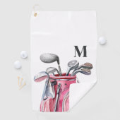 Rosa Wasserfarbe Initialen Monogramm Golfhandtuch (Insitu)