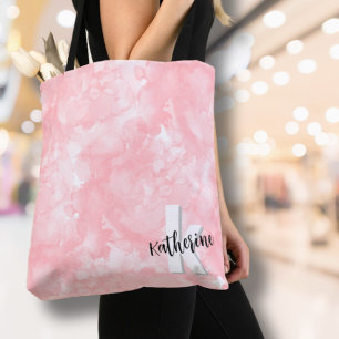 Rosa Wasserfarbe Initialen Monogramm Tasche