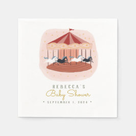 Rosa Wasserfarbe Karussell Babydusche Napkins Serviette