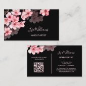 Rosa Wasserfarbe Kirsche Blüten Schwarz Visitenkarte (Vorne/Hinten)
