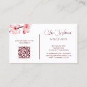 Rosa Wasserfarbe Kirsche Blüten Schwarz Visitenkarte (Rückseite)