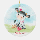 Rosa Wasserfarbe Kleine Kuh Keramik Ornament (Hinten)