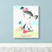 Rosa Wasserfarbe Kleine Kuh Leinwanddruck (Insitu (Holzboden))