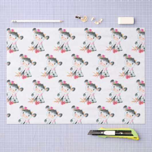 Rosa Wasserfarbe Kleine Kuh Seidenpapier (Handwerk)