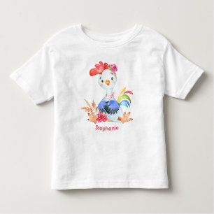 Rosa Wasserfarbe Kleine Rooster Kleinkind T-shirt
