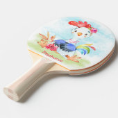 Rosa Wasserfarbe Kleine Rooster Tischtennis Schläger (Vorderseite)