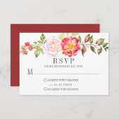 Rosa Wasserfarbe Knockout Rose Grüne UAWG RSVP Karte (Vorne/Hinten)