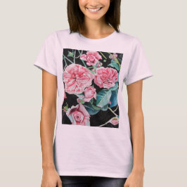 Rosa Wasserfarbe Kohl Viktorianische Rose T-Shirt