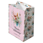 Rosa Wasserfarbe Kreuz Blume Christlich Ostern Mittlere Geschenktüte (Vorderseite Schrägansicht)