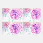 Rosa Wasserfarbe Lilac Rose Blume Bläserfarben Geschenkpapier Set (Vorderseite 3)