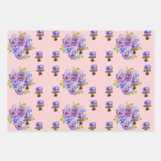 Rosa Wasserfarbe Lilac Rose Blume Bläserfarben Geschenkpapier Set (Vorderseite 2)