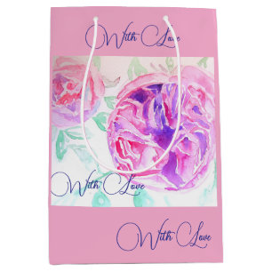 Rosa Wasserfarbe Lilac Rose Blume Bläserfarben Mittlere Geschenktüte